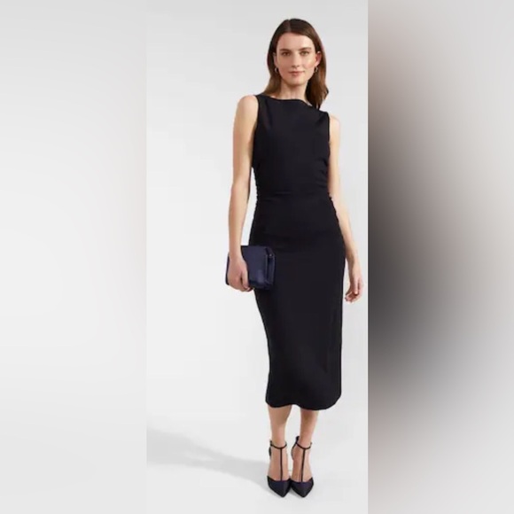 Banana Republic Forrest Green Ruched, Crewneck, Sleeveless Bodycon Dress. - Picture 12 of 12